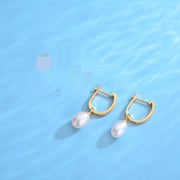 French Style S925 Sterling Silver Natural Pearl Earrings