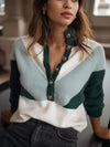 Women's Elegant Sweater Front Button Mixed Color