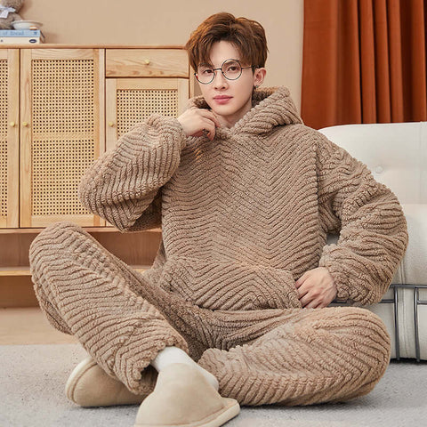 Plush Coral Fleece Suit for Men