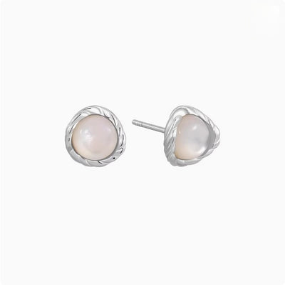 White Moonlight Mother-of-Pearl Niche Design Advanced Versatile Silver Earrings