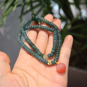 Blue Water Jade Abacus Beads Three Rings Tourmaline Pearl Bracelet