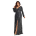 Long Striped V-neck Evening Gown New Design