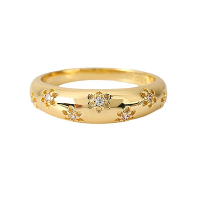 Affordable Luxury Fashion Copper Inlaid Zircon Flower Ring