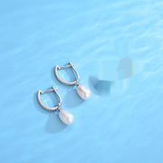 French Style S925 Sterling Silver Natural Pearl Earrings