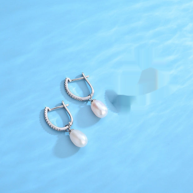 French Style S925 Sterling Silver Natural Pearl Earrings