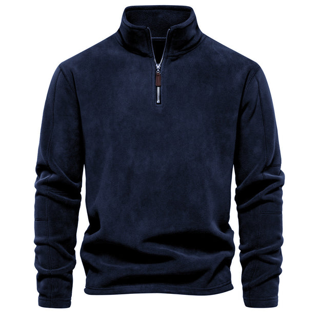 Men's Autumn And Winter New Stand Collar Half Zip Long-sleeved Sweater