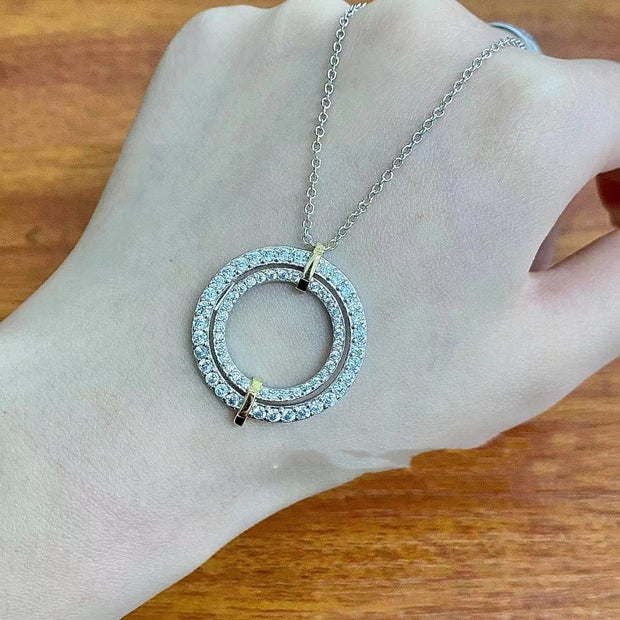 Women's Two-color Double-ring Diamond Necklace