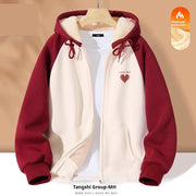 New Contrast Color Women's Clothing Winter Fleece-lined Casual Cardigan Coat Outerwear Women