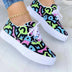 Lace-up Flats Shoes Print Canvas Fashion Walking Sneakers Women Douson Odeh