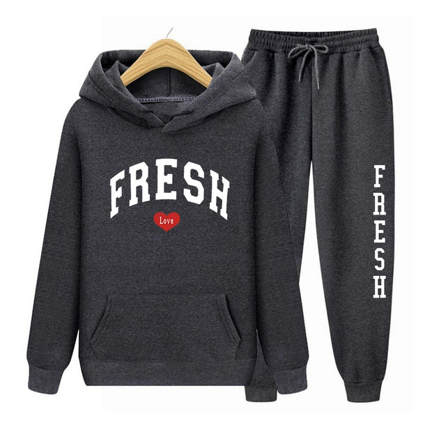 Fashion Printed Sports Sweater Warm Hoodie Casual Suit