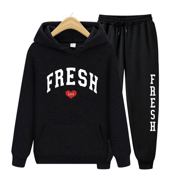 Fashion Printed Sports Sweater Warm Hoodie Casual Suit