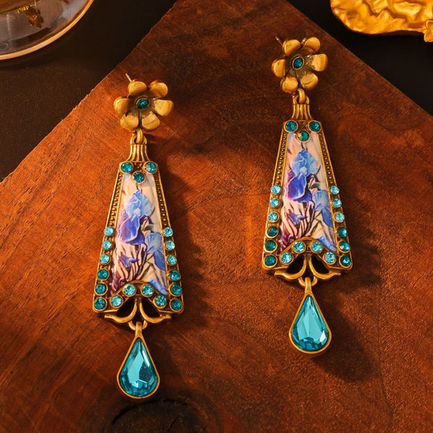 Enamel Painted Light Luxury Inlaid Zirconium Ethnic Earrings