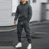 Men's Casual Sports Suit Solid Color Hoodie With Gridles Pants Douson Odeh