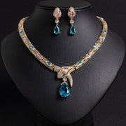 Personalized Fashion Zircon Snake Necklace Earrings Suit