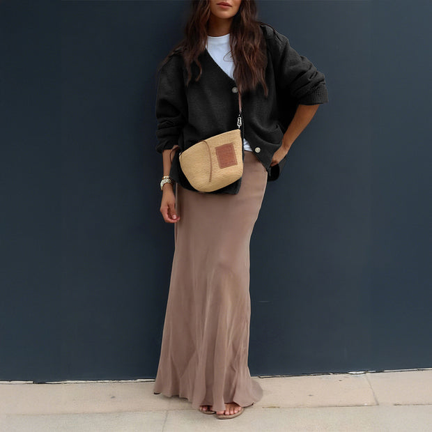 Minimalist Long Sleeve Senior Coat Sweater Women's Clothing