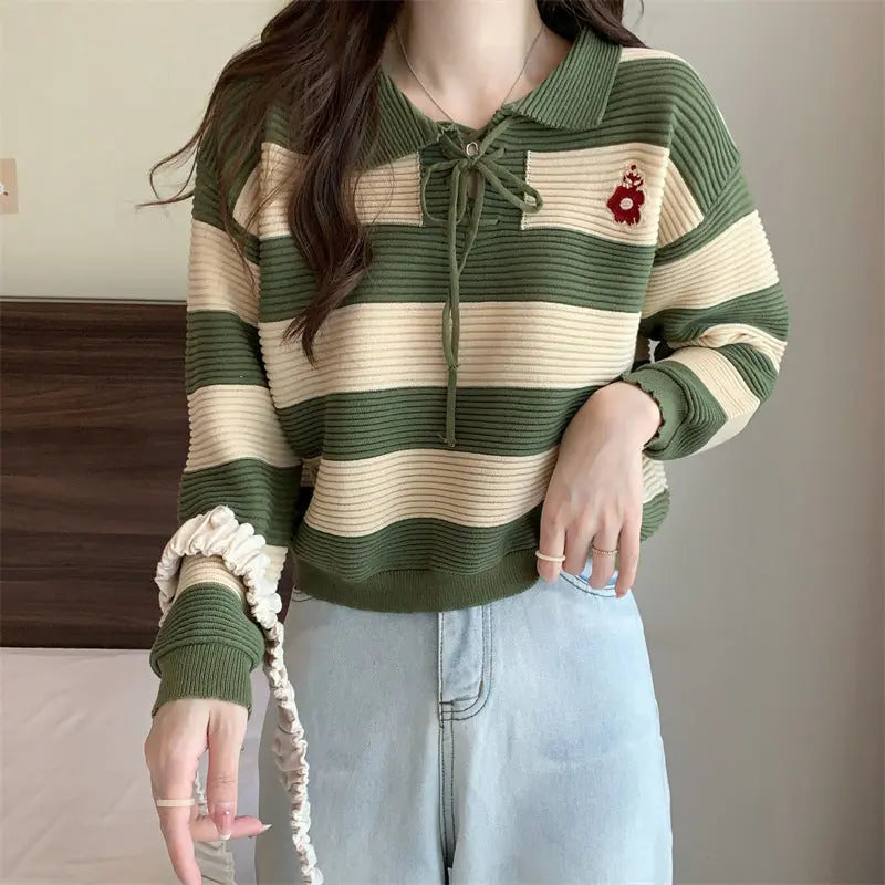 Autumn New Fashion Striped Clothes Women Douson Odeh