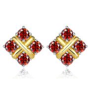 Korean Style S925 Pt950 Gold Plated Geometric Moissanite Stud Earrings