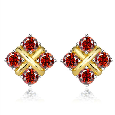 Korean Style S925 Pt950 Gold Plated Geometric Moissanite Stud Earrings