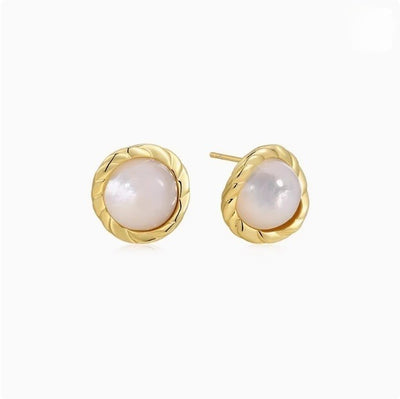 White Moonlight Mother-of-Pearl Niche Design Advanced Versatile Silver Earrings