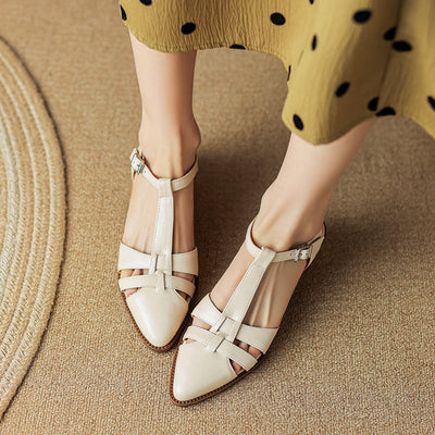 French Retro Roman Closed Toe Sandals For Women