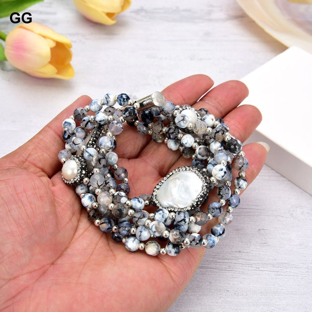 Round Agate Stone Women's Bracelet