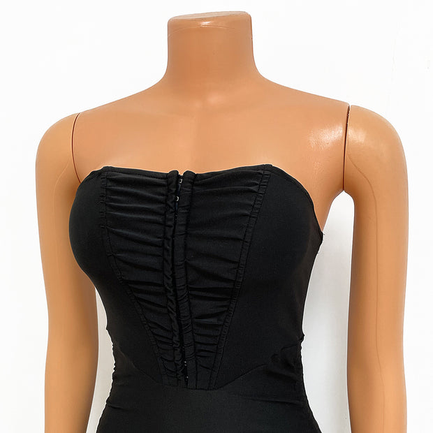 Sexy Pleated Ladies Wrap Hip Skirt Wrap Breast Dress