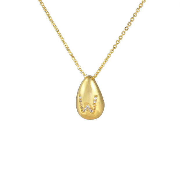 Glossy Water Drop 26 English Letter Pendant Copper-plated Gold Simple Pendant Female