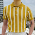 Men's Slim Fit Striped Knit Polo Shirt, Short Sleeve Douson Odeh