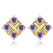 Korean Style S925 Pt950 Gold Plated Geometric Moissanite Stud Earrings