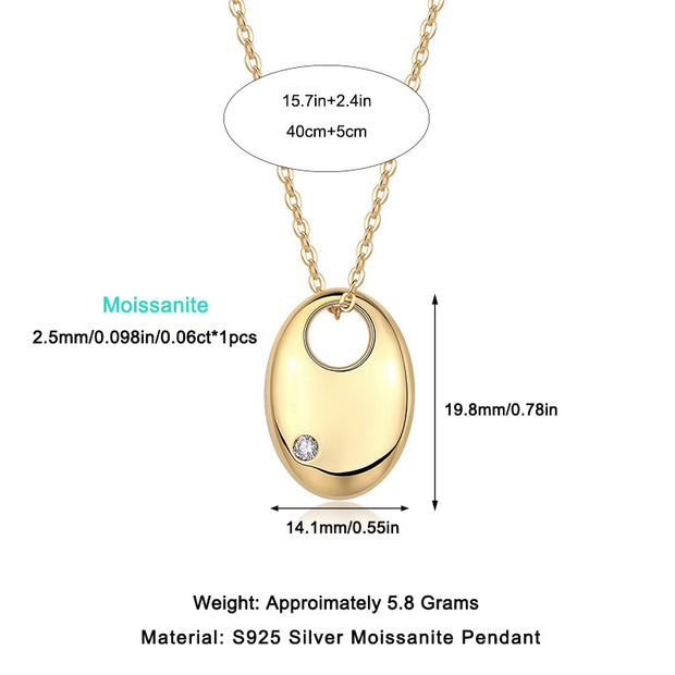 First Encounter - A Fashionable And Trendy Diamond Pendant Necklace Set With Moissanite S925 Sterling Silver And Gold Plating