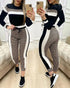 Fashion Women Sets Short Sleeve Tops High Waist Pant Douson Odeh