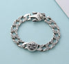 Sterling Silver Ornament Men's Trendy Rotating Skull Retro Fashion Tang Grass Pattern Bracelet