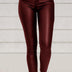 Pure Color PU Sexy Leather Pants Casual Feet Pants Women