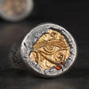 Pharaoh's Treasure Silver Inlaid Copper Ring Horus Eye