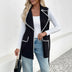 Casual Simple Lace Cardigan Lapel Contrast Color Trim Vest Coat Women Douson Odeh