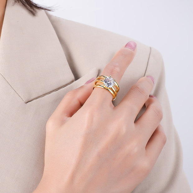 Diamond Ins Fashion Personality European And American Zircon Non-fading Ring