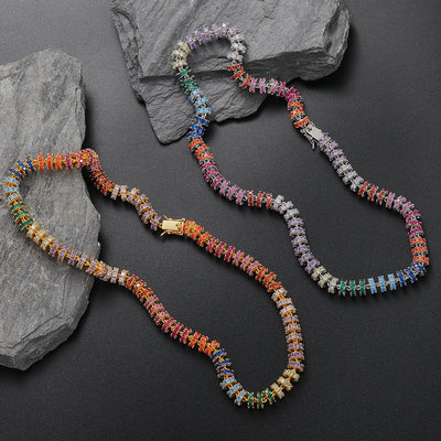 8mm Wide Colorful Circle Tennis Necklace