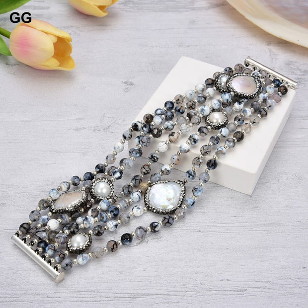 Round Agate Stone Women's Bracelet