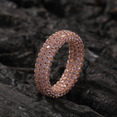 Copper Inlaid Zircon Full Diamond Ring Personality Simple Men