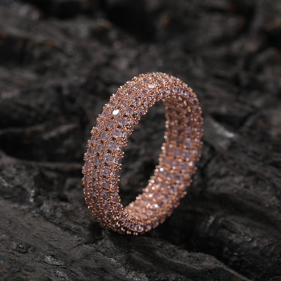 Copper Inlaid Zircon Full Diamond Ring Personality Simple Men