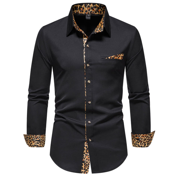 Men's Shirt Color Matching Long Sleeve Clothing