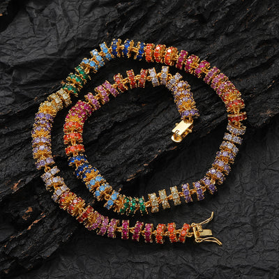 8mm Wide Colorful Circle Tennis Necklace