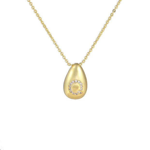 Glossy Water Drop 26 English Letter Pendant Copper-plated Gold Simple Pendant Female