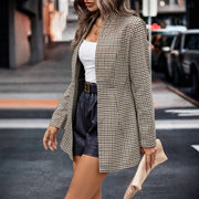 Fashion Lady Houndstooth Front Cardigan Jacket
