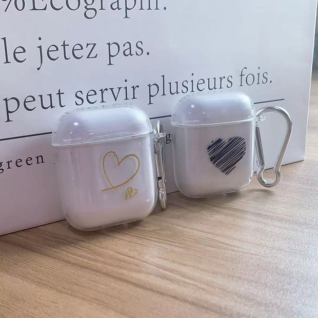Earphone Sleeves 3 Generation Bluetooth Earbuds Case Applicable To Tpu Transparent Soft Shell Graffiti Love Heart