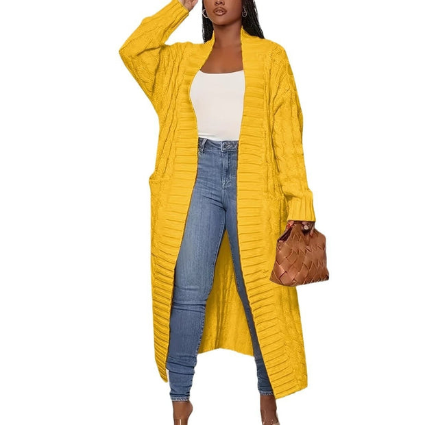 Women's Solid Color Elegant Knitted Coat Fashion Pocket