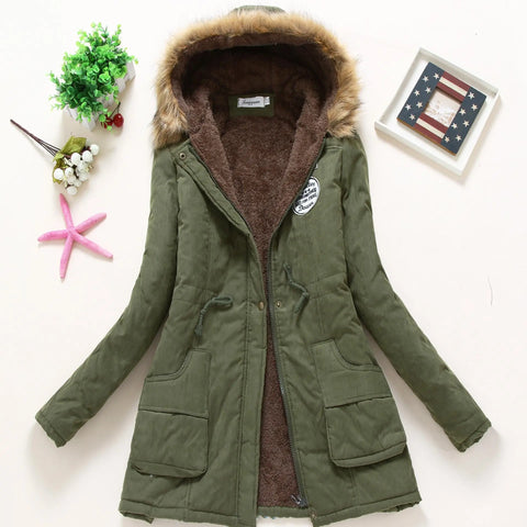 Hooded Winter Jacket Women Fashion Warm Coats Ladies Tops Douson Odeh