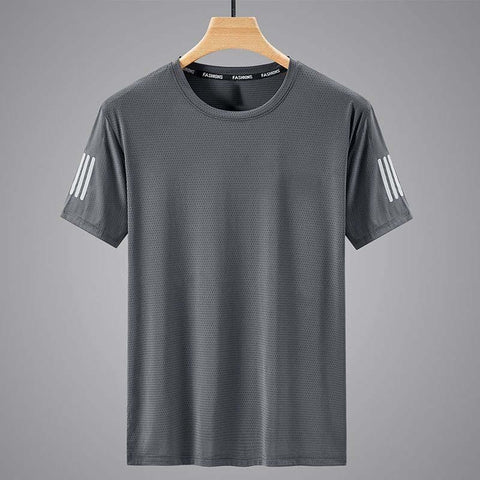 Summer Solid Color Round Neck Top Clothing Speed Sporty Simplicity Ice T-shirt Men