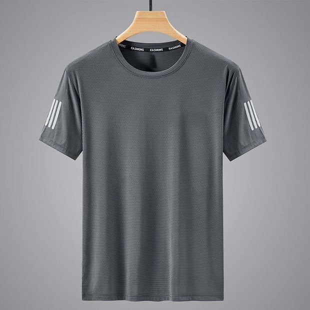 Summer Solid Color Round Neck Top Clothing Speed Sporty Simplicity Ice T-shirt Men