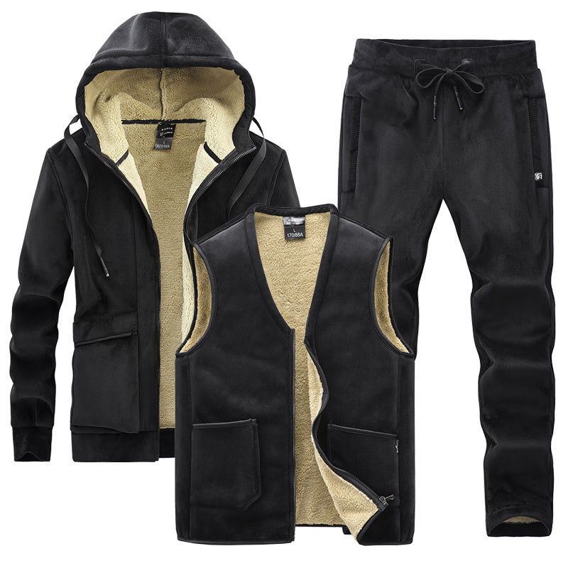 Middle-aged And Elderly Men's Fleece Thick Sports Suit